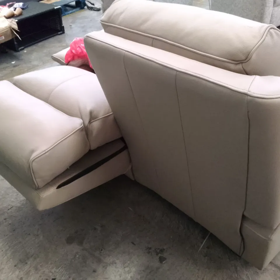 QUALITY DESIGNER G-PLAN ELLIS SMALL ELECTRIC RECLINER DBL SOFA - HUSK ALABASTER LEATHER