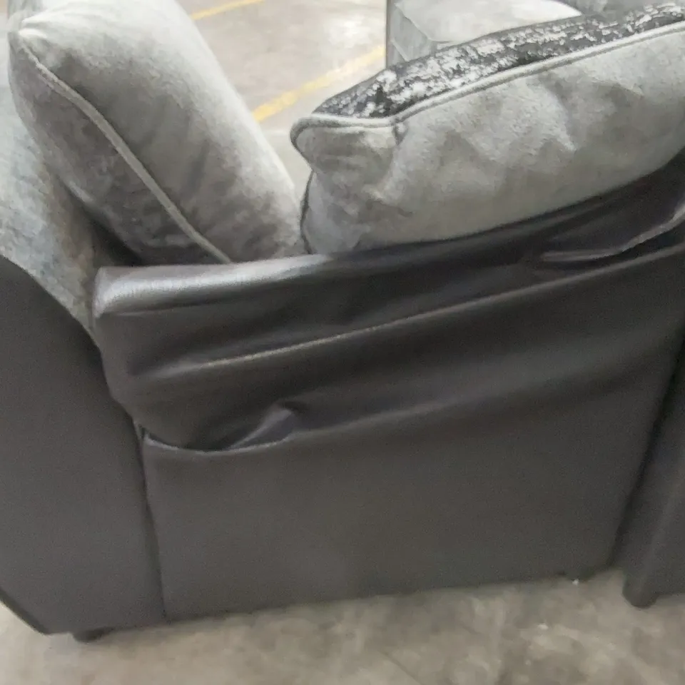 QUALITY DESIGNER UPHOLSTERED CORNER SOFA - BLACK & GREY