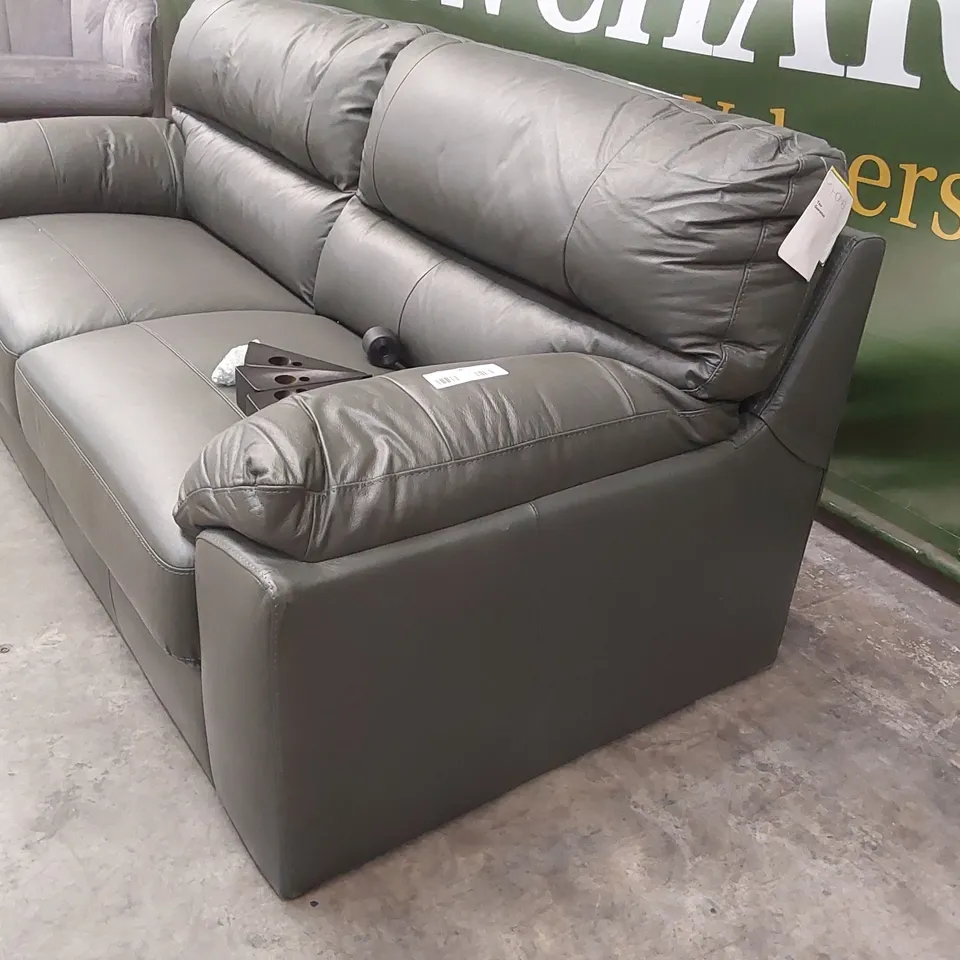AMBROSE LEATHER 3 SEATER SOFA - ELEPHANT GREY 