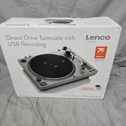 Lenco Direct Drive Turntable with USB Recording – Model L-3810GY, Boxed