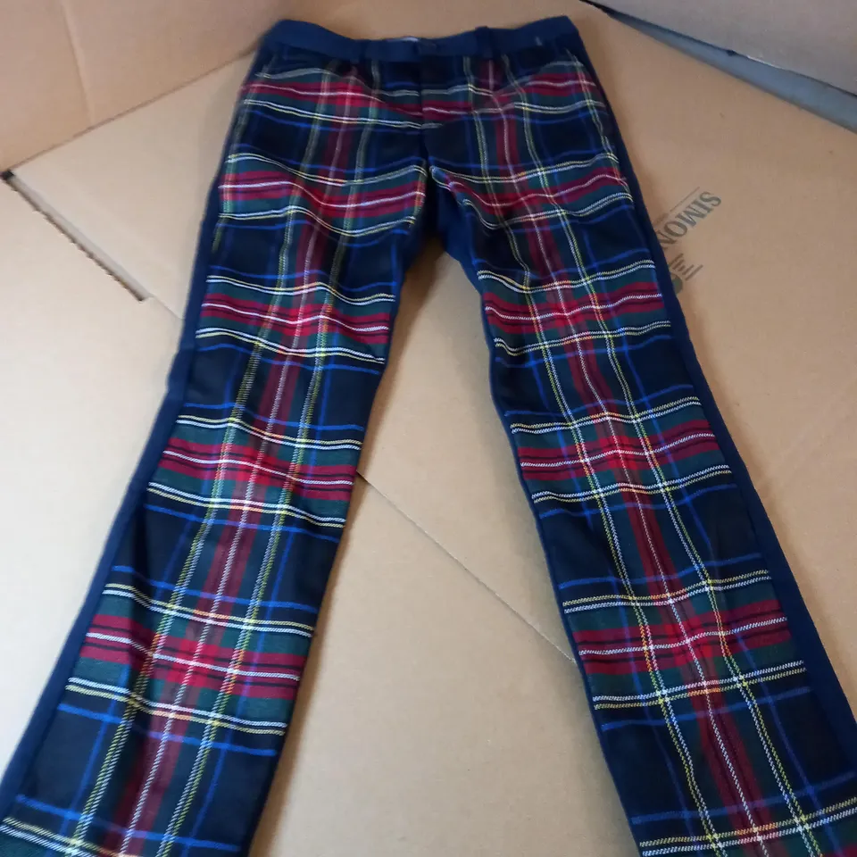 DOLCE & GABBANA TARTAN/BLUE TROUSERS - 9-10 YEARS