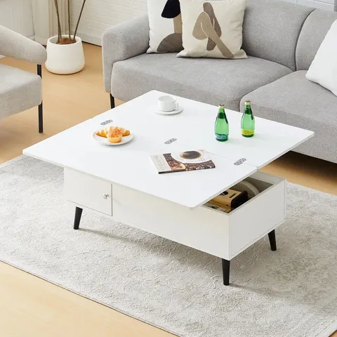 BOXED CLIPOP 4-IN-1 MULTIFUNCTIONAL LIVING ROOM TABLE WITH STORAGE - WHITE (2 BOXES)