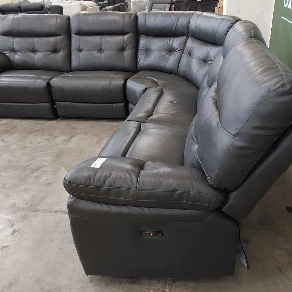 DESIGNER CORSICA POWER RECLINING CORNER GROUP DARK GREY LEATHER 