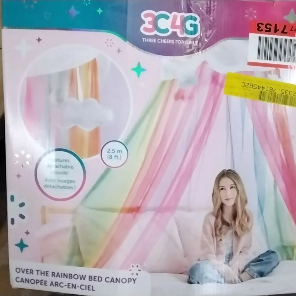 BOXED MAKE IT REAL KIDS BED CANOPY OVER THE RAINBOW 