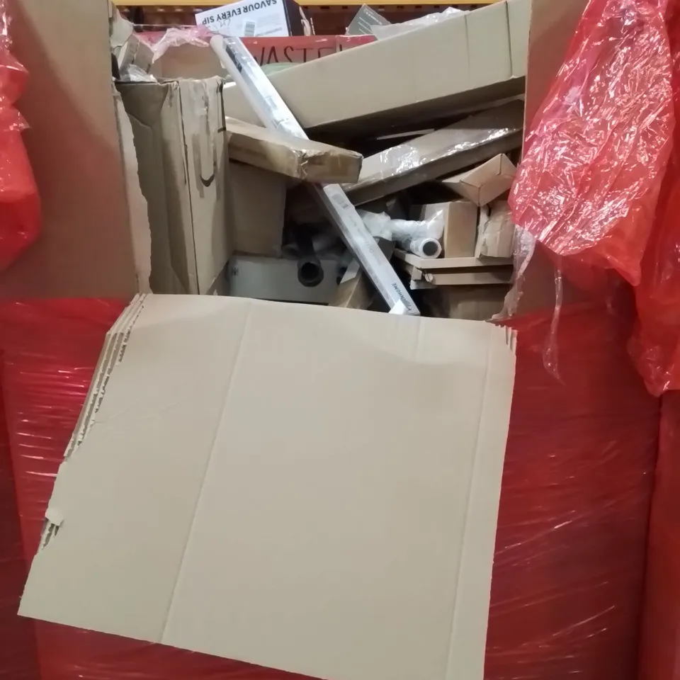 PALLET OF ASSORTED HOUSEHOLD GOODS AND PRODUCTS TO INCLUDE;RUG,FLOOR MAT, LED CEILING LIGHT, TWIST STEPPER, RETRACTABLE BABY GATE AND OTHER ASSORTED ITEMS...