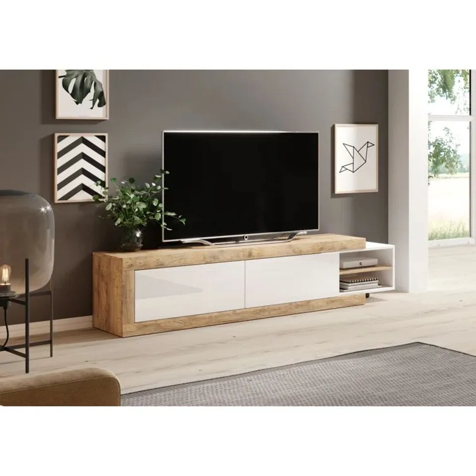 BOXED ERASTO TV STAND FOR TVS UP TO 78" (2 BOXES)