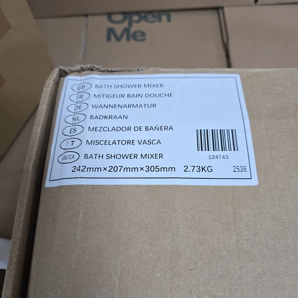 BATH SHOWER MIXER TAP – BRASS FINISH WITH WHITE CERAMIC LEVERS