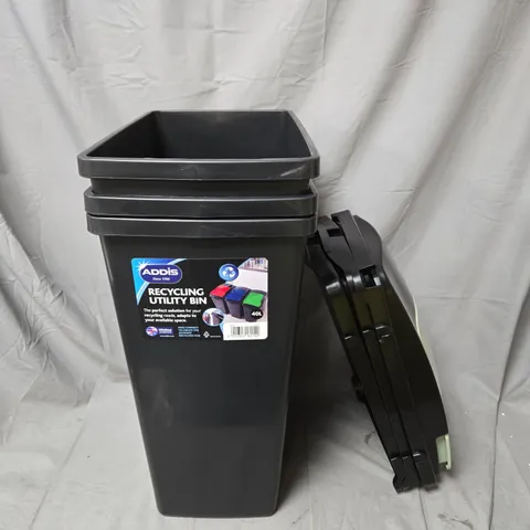 ADDIS SET OF 3 40LTR RECYCLING BINS - GREEN, BLUE & GREY