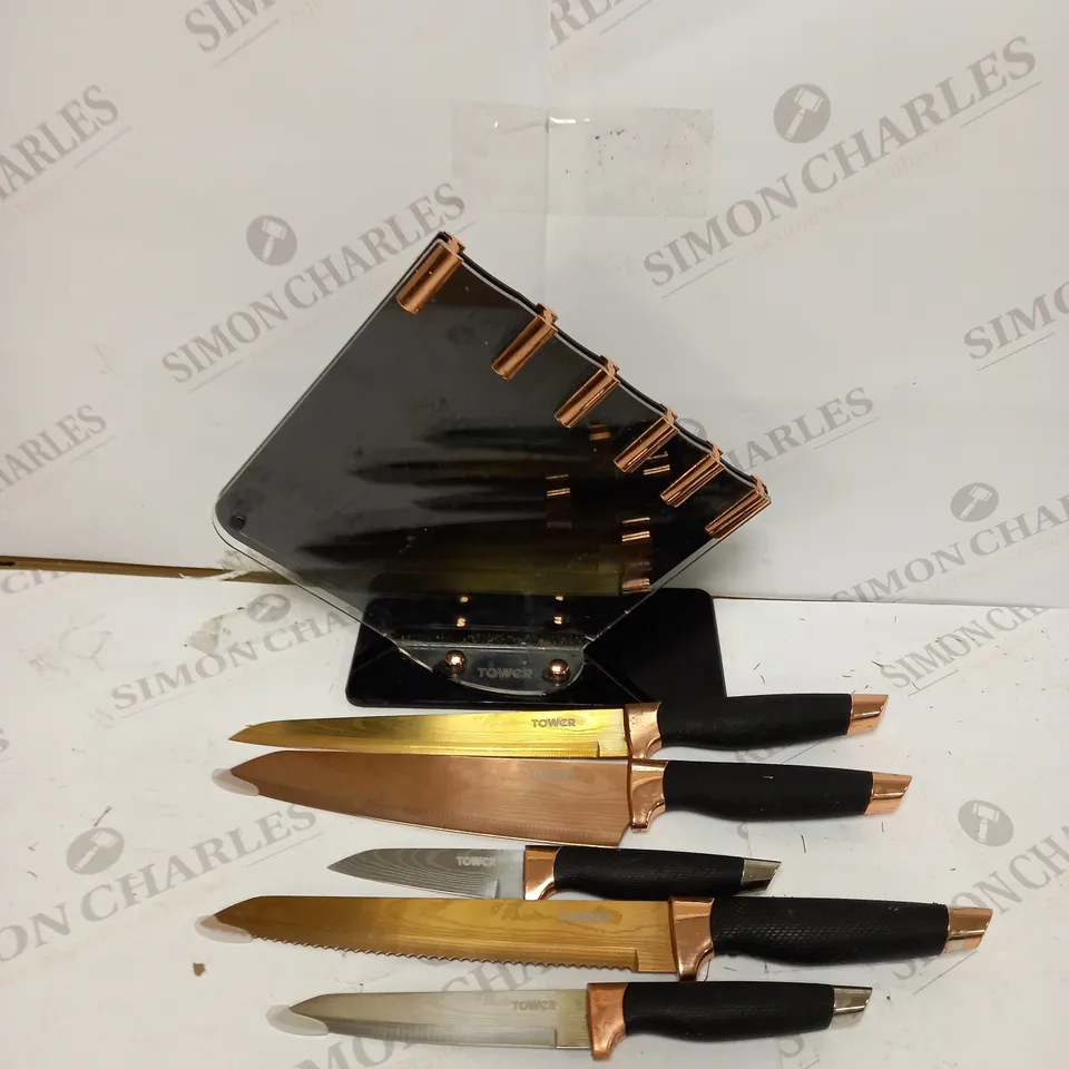 TOWER KNIFE SET - DAMASCUS ROSE GOLD EDITION