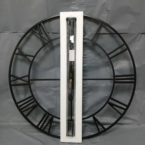 ROUND ROMAN 60CM STYLE METAL BLACK WALL CLOCK - SIL-302