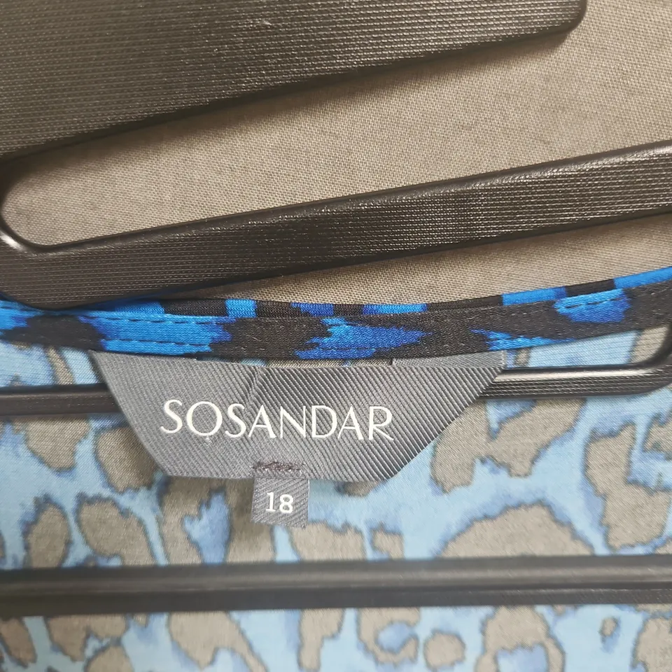 SOSANDAR BLUE LEOPARD PRINT DRESS SIZE 18