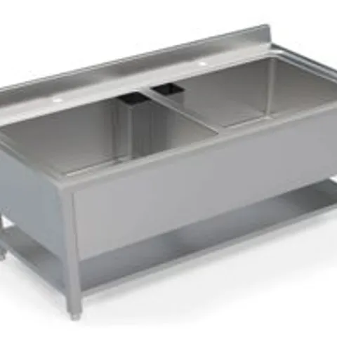 BRAND NEW STAINLESS STEEL DOUBLE BOWL CATERING SINK WITH TAPS