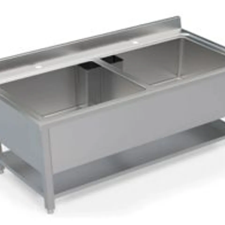 BRAND NEW STAINLESS STEEL DOUBLE BOWL CATERING SINK WITH TAPS RRP £850