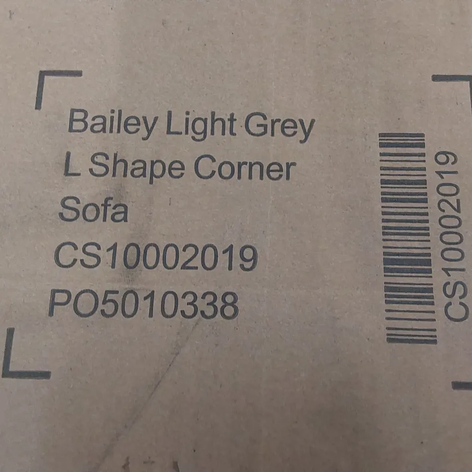 BOXED BAILEY LIGHT GREY L-SHAPE CORNER SOFA