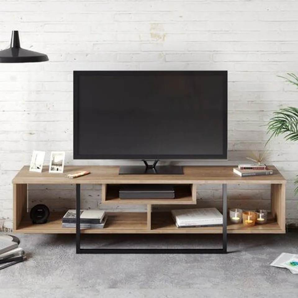 BOXED BELORA TV STAND UPTO 65" - WALNUT