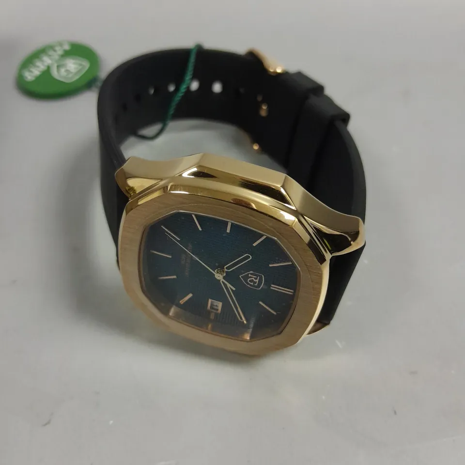 MENS RAYMOND GAUDIN WATCH – 316 STAINLESS STEEL CASE – JPN MOVEMENT – BLUE DIAL – RUBBER STRAP – 5 ATM WATER RESISTANT