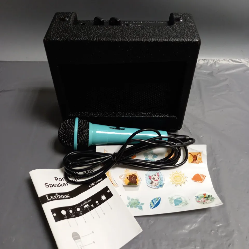 BOXED LEXIBROOK PORTBLE KARAOKE WITH MOANA STICKERS IN BLACK