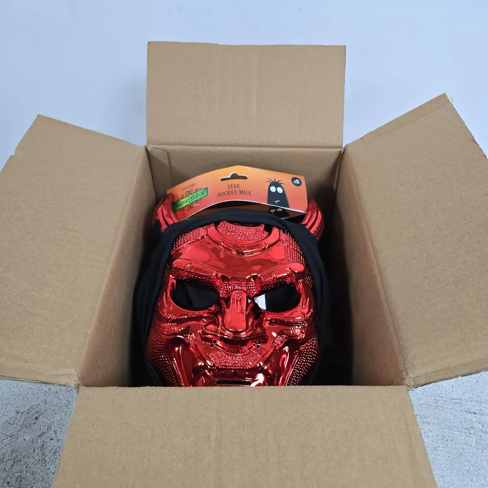 APPROXIMATELY 6 RED DEVIL HOODED MASK – HALLOWEEN (BOXED)
