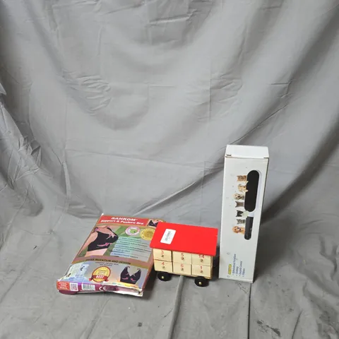 APPROXIMATELY 10 ITEMS OF ASSORTED HOUSEHOLD ITEMS INCLUDING SANKOM SUPPORT & POSTURE BRA AND VARIOUS CHRISTMAS DECORATIONS .