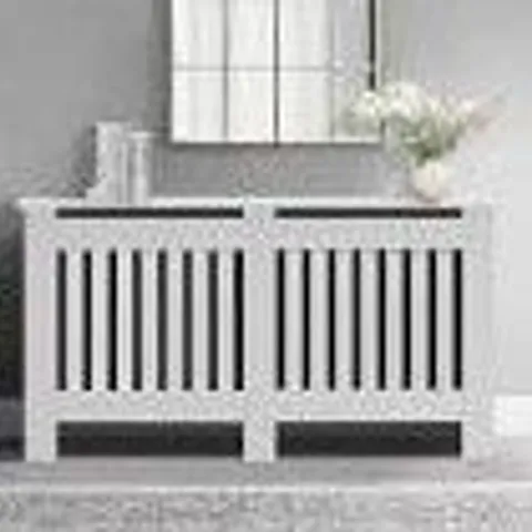 BOXED LEMROE RADIATOR COVER MDF VERTICAL SLAT LIVING ROOM CABINIET WHITE PAINTED