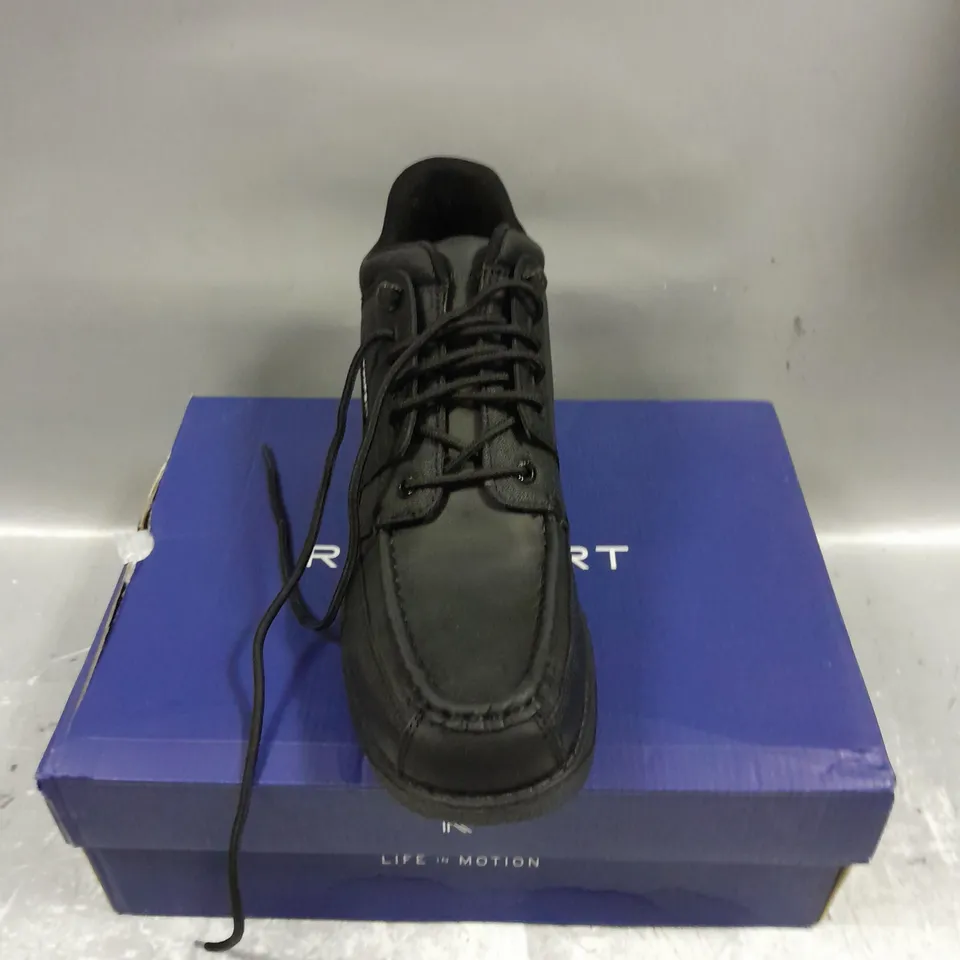 BOXED PAIR OF ROCKPORT MARANGUE BOOTS V75769 IN BLACK SIZE 10