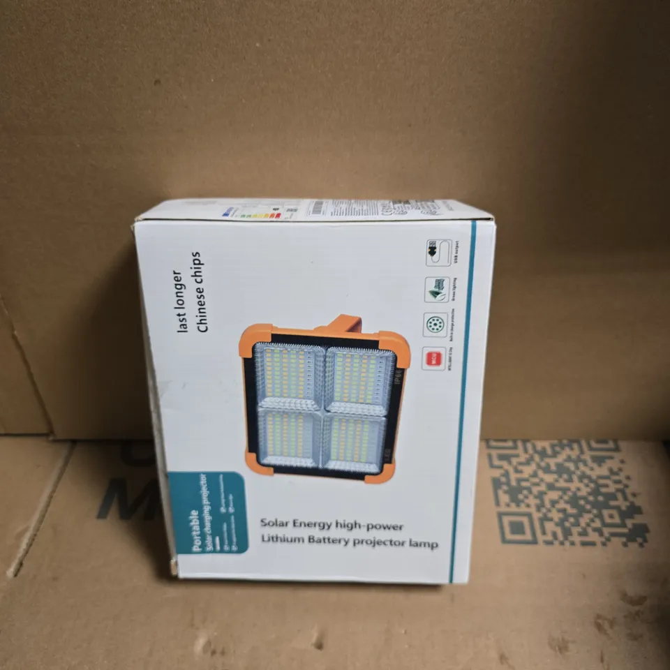 Portable Solar-Powered LED Projector Lamp with Lithium Battery (Boxed)
