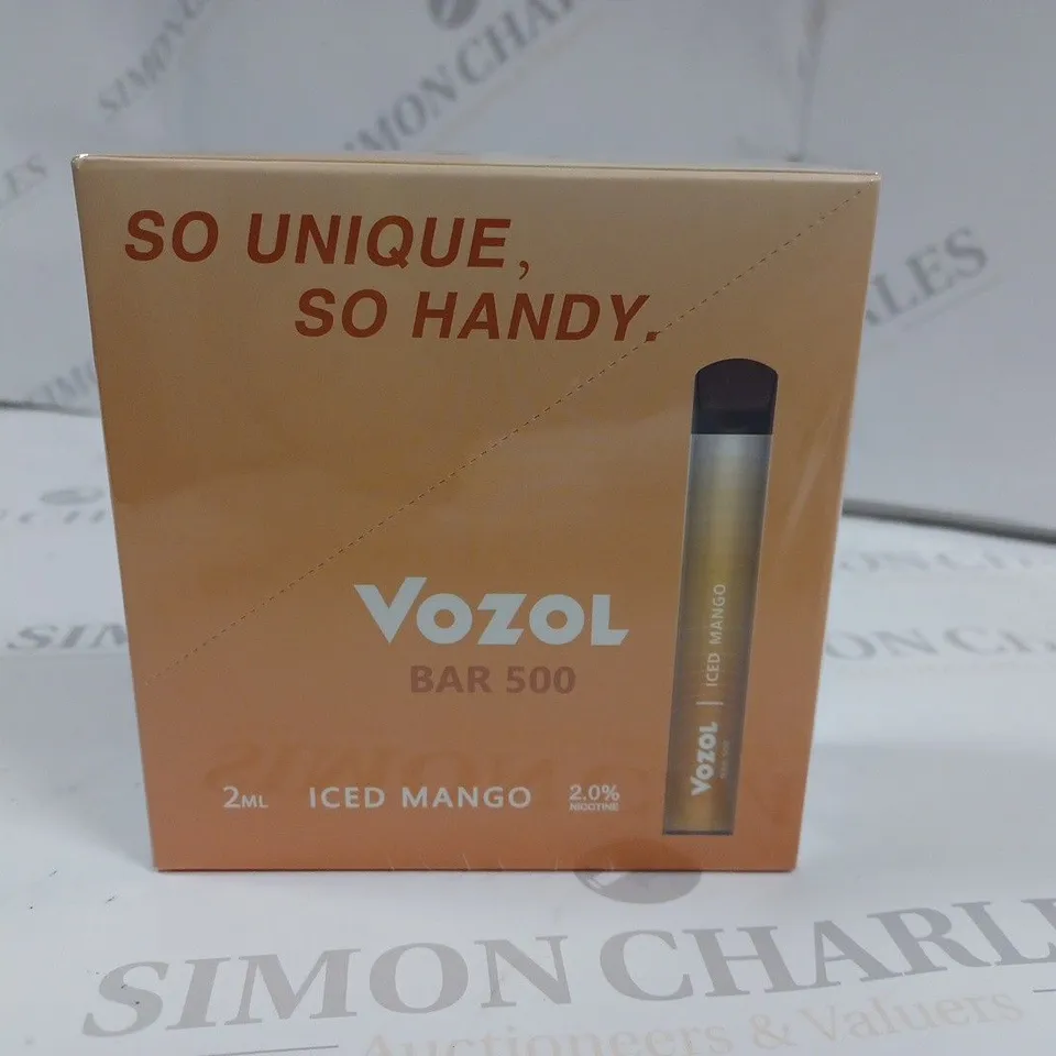 SEALED 10-PACK OF VOZOL BARR 500 E-CIGARETTES - ICED MANGO