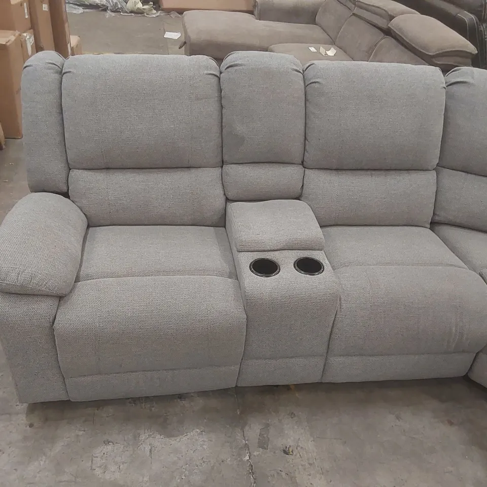 QUALITY DESIGNER PRAGA CORNER FABRIC RECLINER SOFA LIGHT GREY