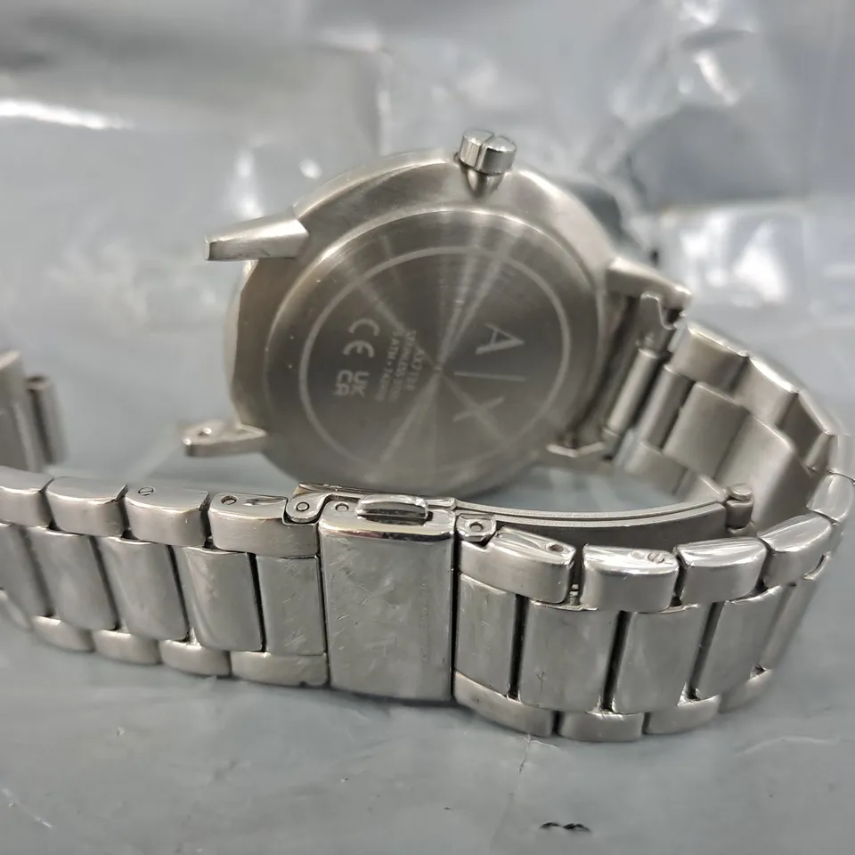 ARMANI EXCHANGE MENS THREE HAND STAINLESS STEEL WATCH AND BRACELET 