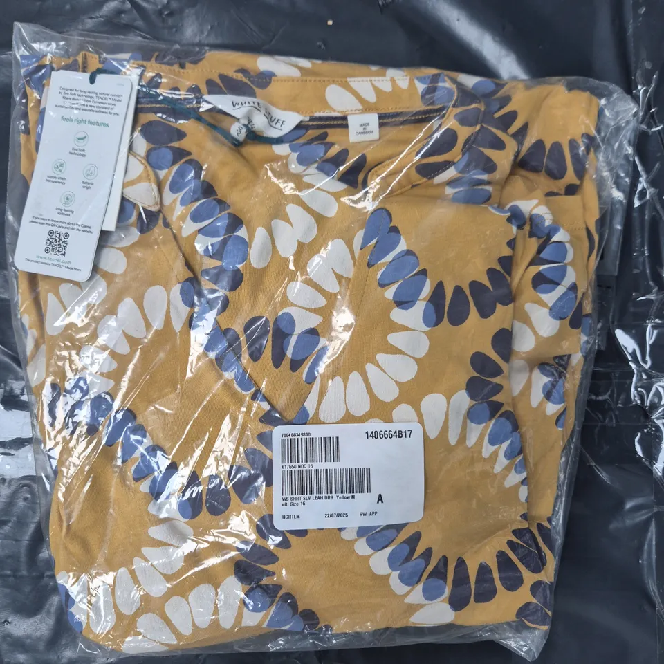 SEALED WHITE STUFF SHORT SLEEVE LEAH DRESS IN YELLOW MULTI SIZE 16