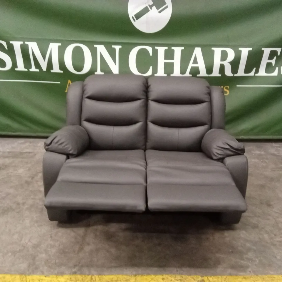 ROTHBURY LUXURY FAUX LEATHER HIGH BACK 2 SEATER MANUAL RECLINER SOFA  - CHARCOAL RRP £629