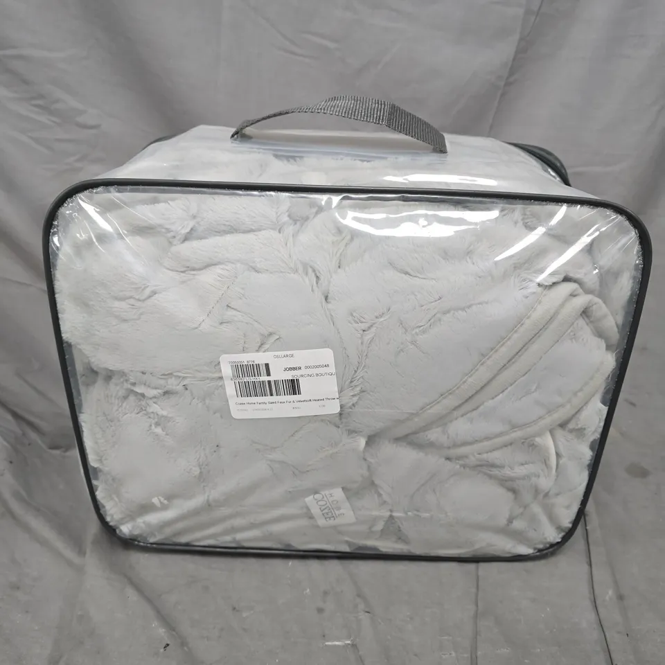 COZEE HOME FAMILY SIZED FAUX FUR & VELVETSOFT HEATED THROW