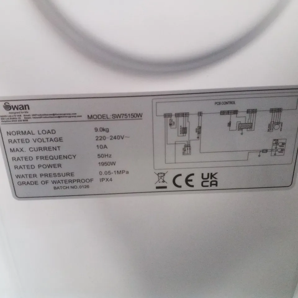 SWAN SW75150W 9KG 1400RPM WASHING MACHINE - WHITE