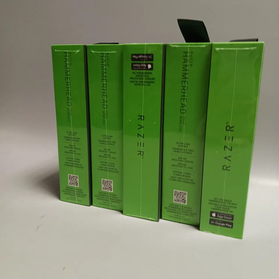 LOT OF 5 SEALED BOXED RAZER WIRELESS HEADPHONES IN BLACK AND GREEN