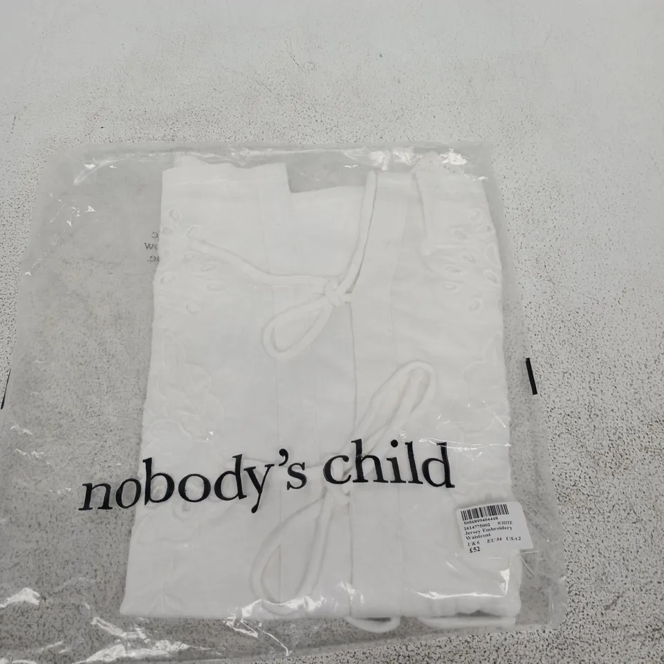 NOBODY'S CHILD JERSEY EMBROIDERY WAISTCOAT - SIZE 6