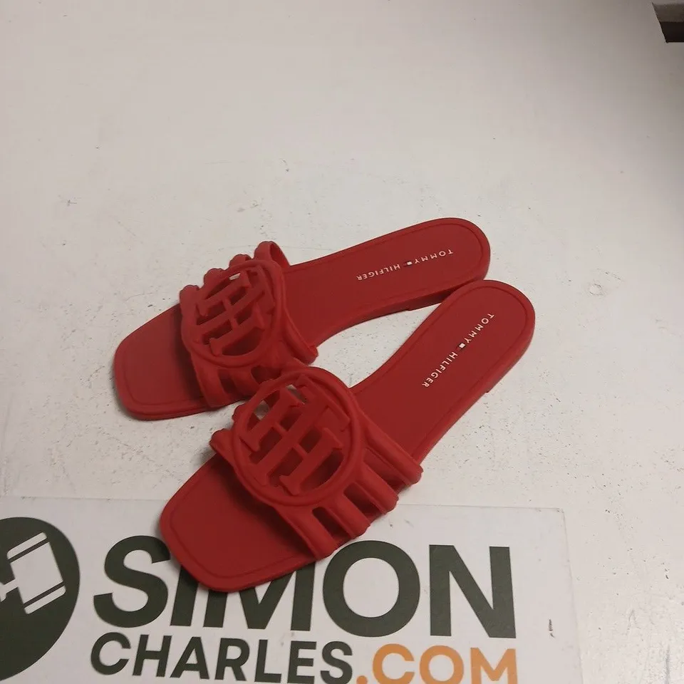 TOMMY HILFIGER RED SLIDES – WOMEN'S SANDALS UK 10