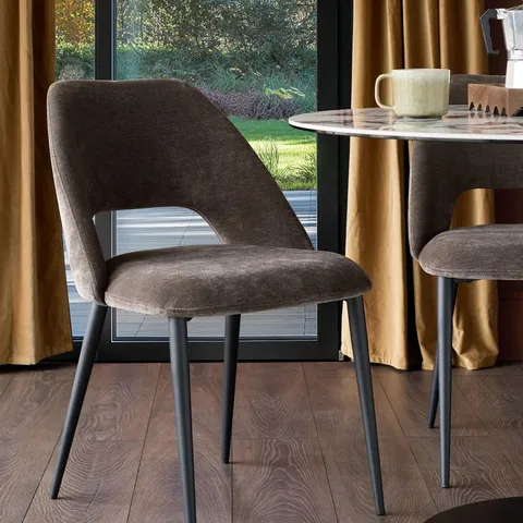 BOXED SET OF 2 DANETTI LOTTIE MOCHA FABRIC DINING CHAIR