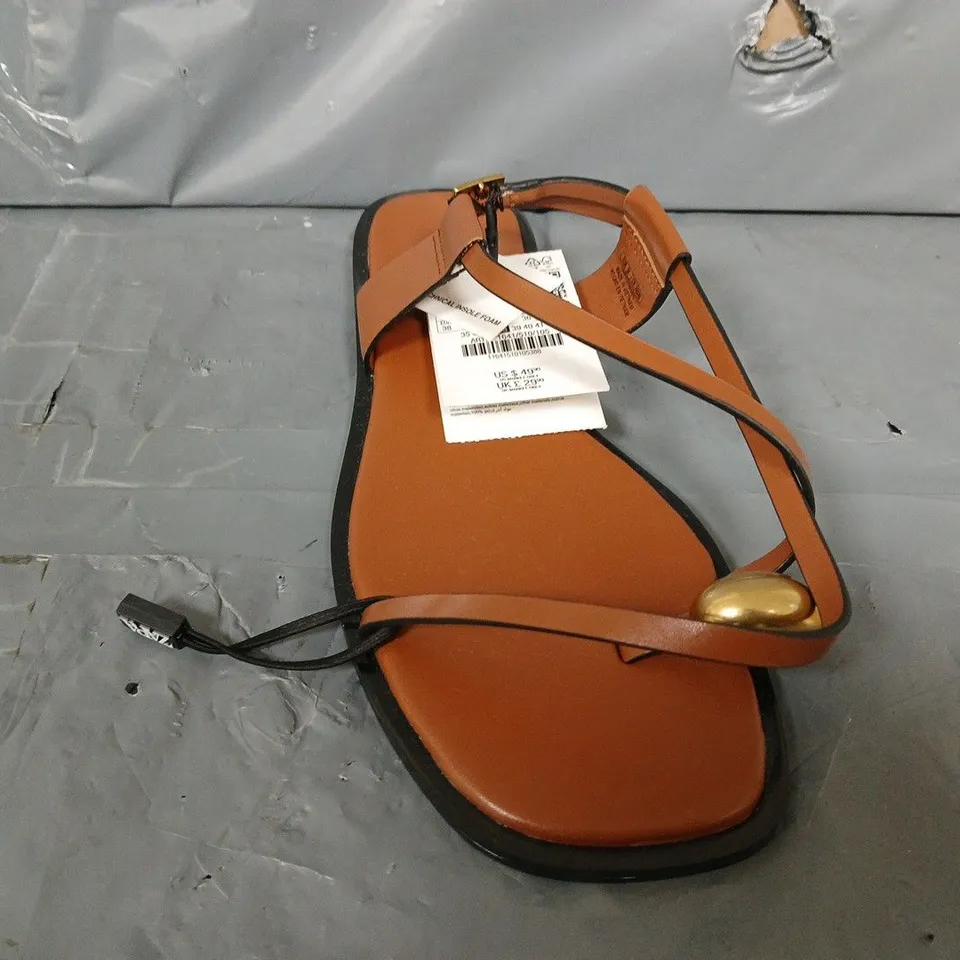 ZARA BROWN SLIP ON OPEN TOE SANDALS -SIZE UK 5 