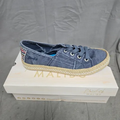 BLOWFISH MALIBU DENIM ESPADRILLE SNEAKERS – BLUE CANVAS, ROPE SOLE SIZE 6 BOXED