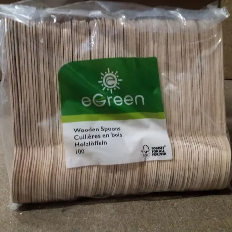 BOX CONTAINING 1000 EGREEN WOODEN SPOONS 