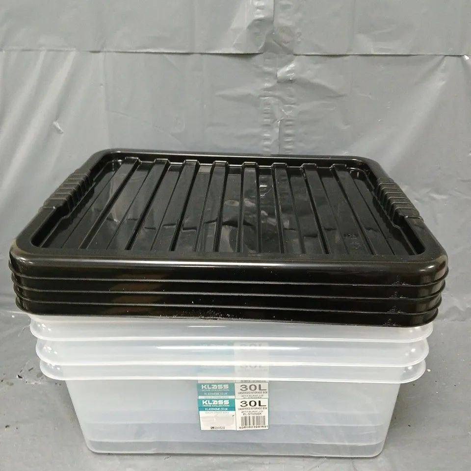 KLASS 30L UNDERBED STORAGE BOX WITH BLACK LID X4