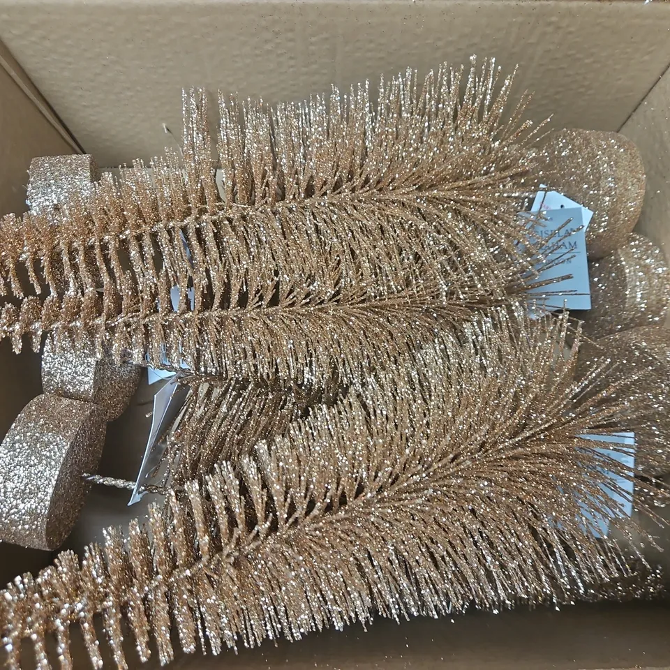 6 X GISELA GRAHAM GLITTER TREE CHRISTMAS DECORATIONS