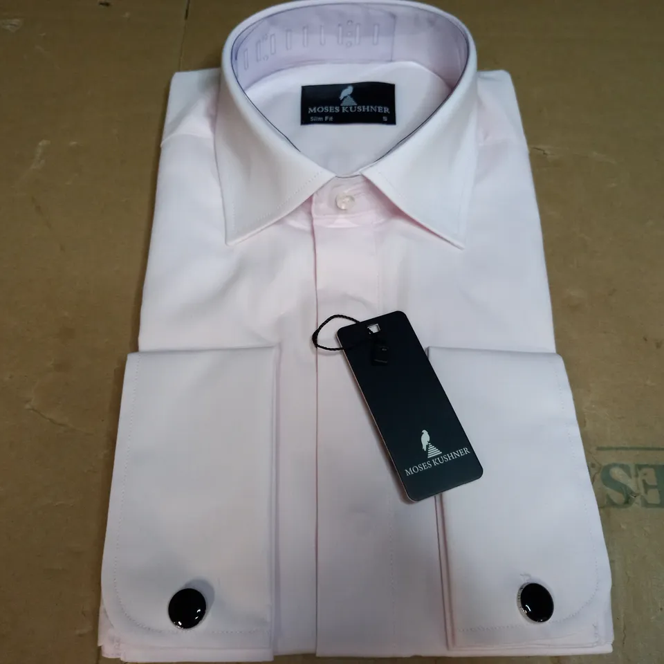 MOSES KUSHNER LOT OF 5 LONG SLEEVE SLIM FIT BUTTONED LIGHT PINK SHIRTS - SMALL