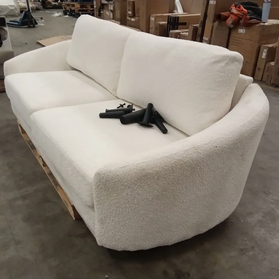 MAE 3 SEATER SOFA, CURVED IVORY BOUCLE FABRIC IVORY