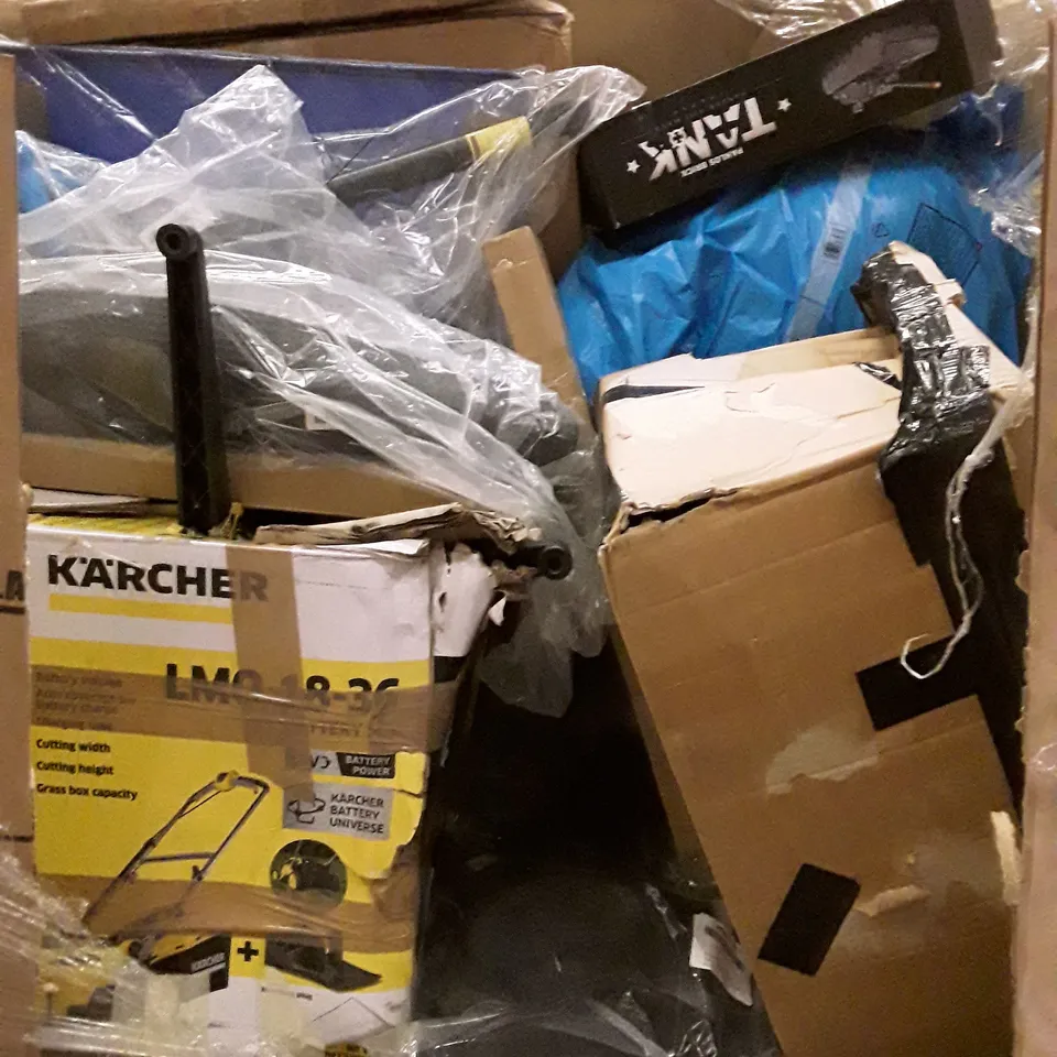 PALLET OF ASSORTED PRODUCTS INCLUDING POP UP TENT, ROUND METAL BALLOON ARCH KIT, IMMEK KIDS SCOOTER, HANGING SWING