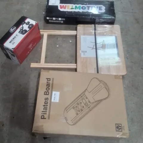 PALLET OF ASSORTED HOUSEHOLD GOODS AND PRODUCTS TO INCLUDE;SCOOTER, MICRO V KIT, FOLDING SNACK TABLE, PILATES BOARD AND OTHER ASSORTED ITEMS...