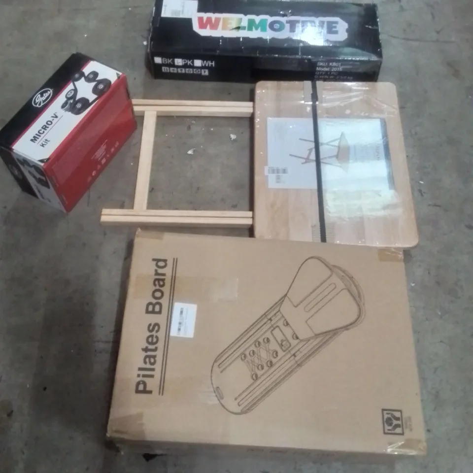 PALLET OF ASSORTED HOUSEHOLD GOODS AND PRODUCTS TO INCLUDE;SCOOTER, MICRO V KIT, FOLDING SNACK TABLE, PILATES BOARD AND OTHER ASSORTED ITEMS...