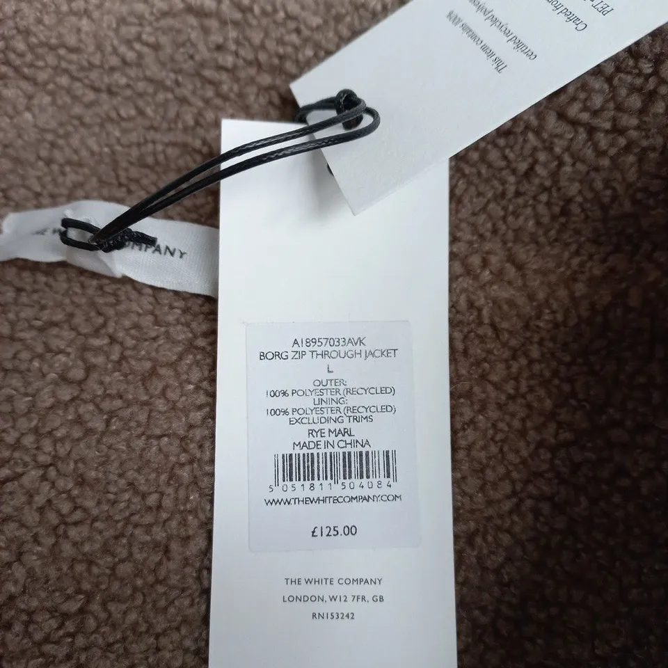 THE WHITE COMPANY BORG ZIP THROUGH JACKET – BROWN, SIZE L