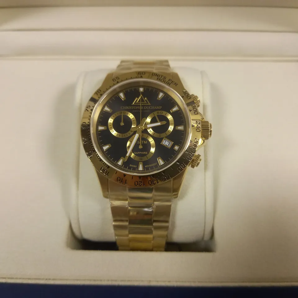 BOXED CHRISTOPHE DUCHAMP GENTS SWISS MOVEMENT GRAND MONT IP WATCH
