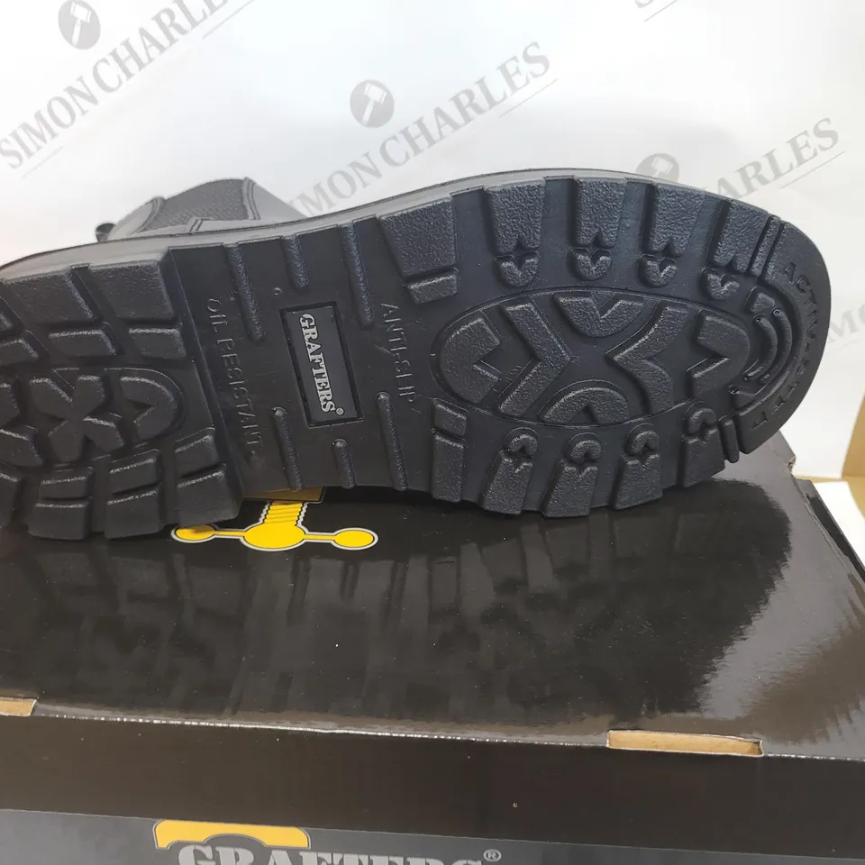 BOXED GRAFTERS GRINDER BLACK SAFETY TWIN GUSSET DEALER BOOTS - SIZE 11 UK